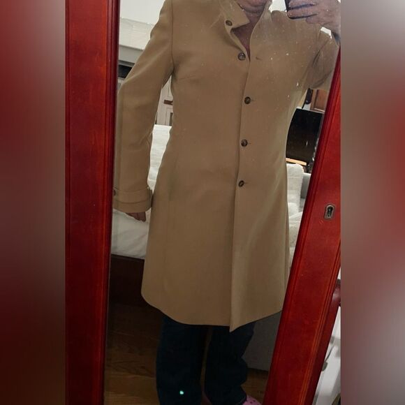 Tahari Knee Length Trench Style Coat Tan - Picture 5 of 7